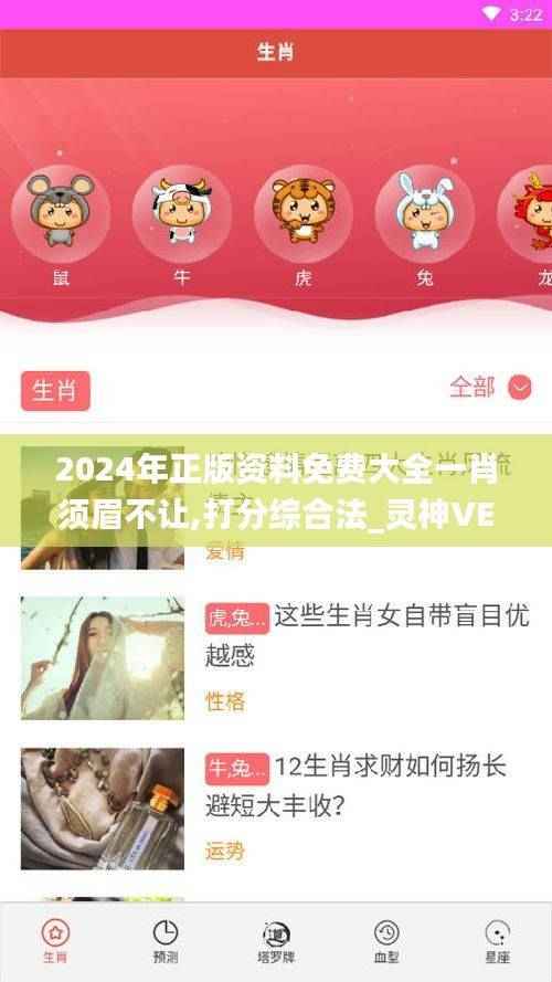 2024年正版资料免费大全一肖须眉不让,打分综合法_灵神VEG908.91