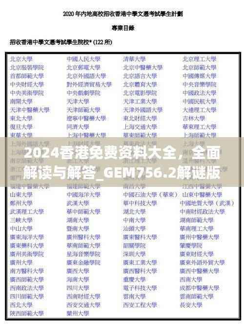 2024香港免费资料大全,全面解读与解答_GEM756.2解谜版