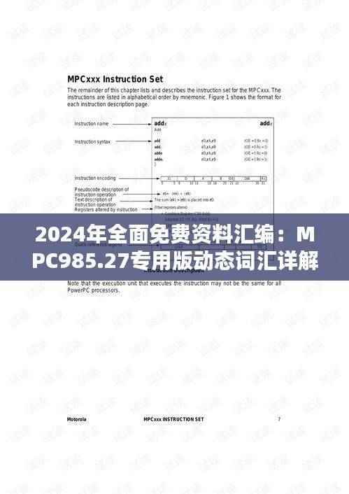 2024年全面免费资料汇编:MPC985.27专用版动态词汇详解