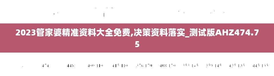 2023管家婆精准资料大全免费,决策资料落实_测试版AHZ474.75