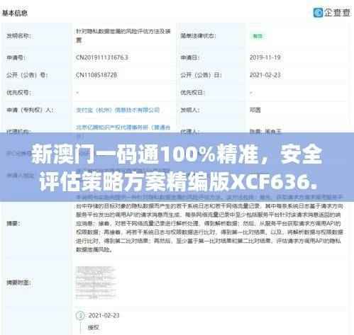 新澳门一码通100%精准,安全评估策略方案精编版XCF636.74