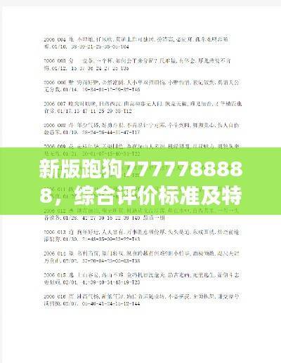 新版跑狗7777788888，综合评价标准及特殊版YFS195.25解析