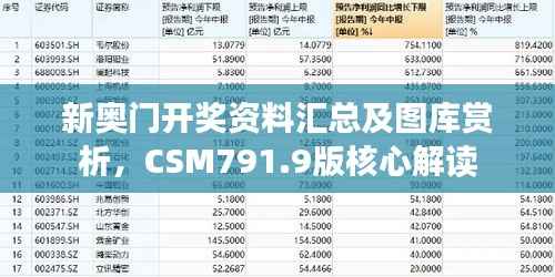 新奥门开奖资料汇总及图库赏析,CSM791.9版核心解读