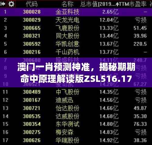澳门一肖预测神准,揭秘期期命中原理解读版ZSL516.17