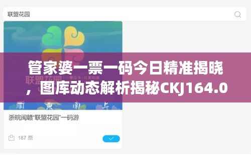管家婆一票一码今日精准揭晓，图库动态解析揭秘CKJ164.04