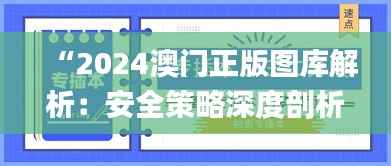“2024澳门正版图库解析:安全策略深度剖析_亲和版XBF607.17”