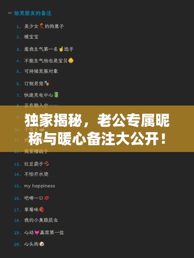 独家揭秘,老公专属昵称与暖心备注大公开!